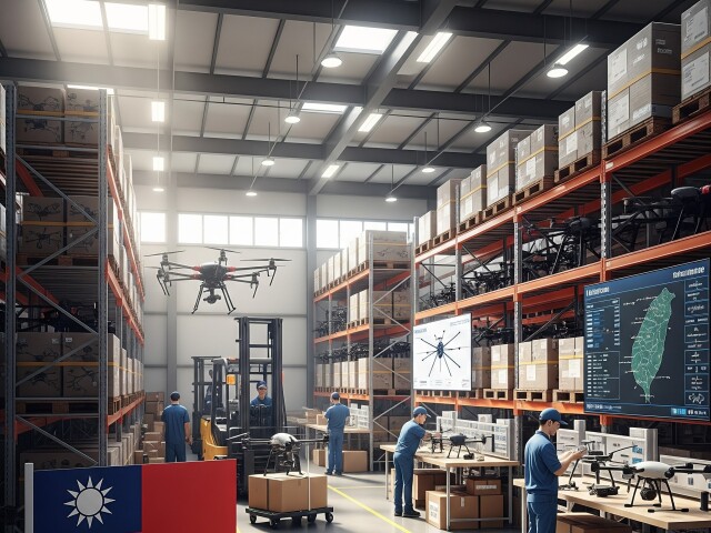 Taiwanský sklad dronov - obrázok vytvorený AI