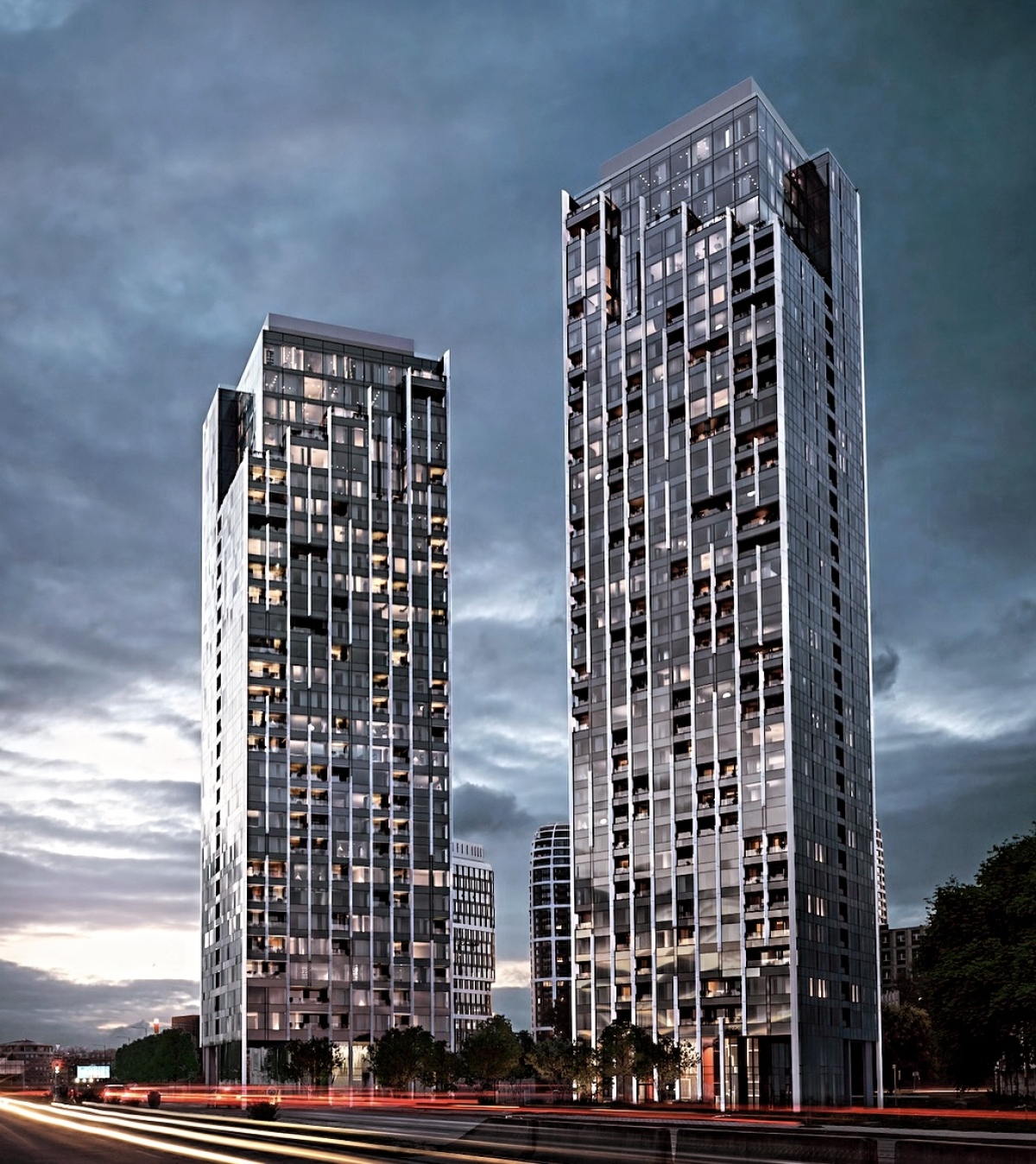 Portum Towers pohlad na veze z krizovatky Kosicka Landererova