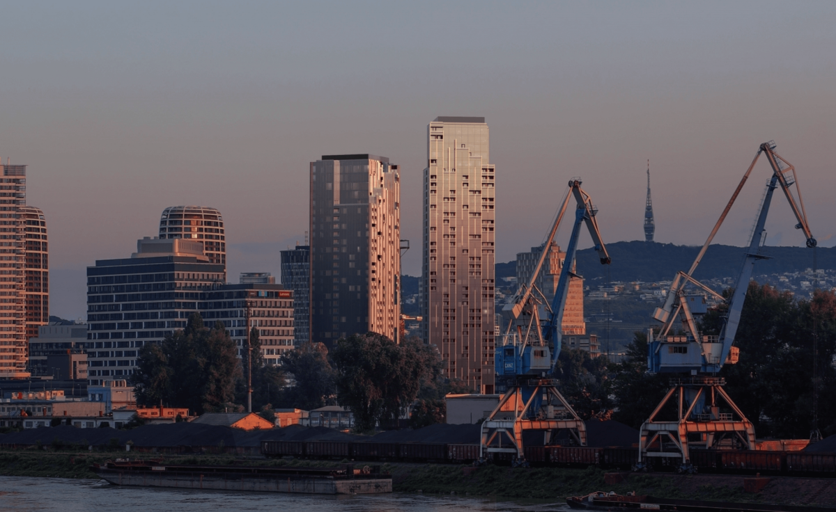 Portum Towers - pohlad na veze za Zimnym pristavom zdroj Portum Towers