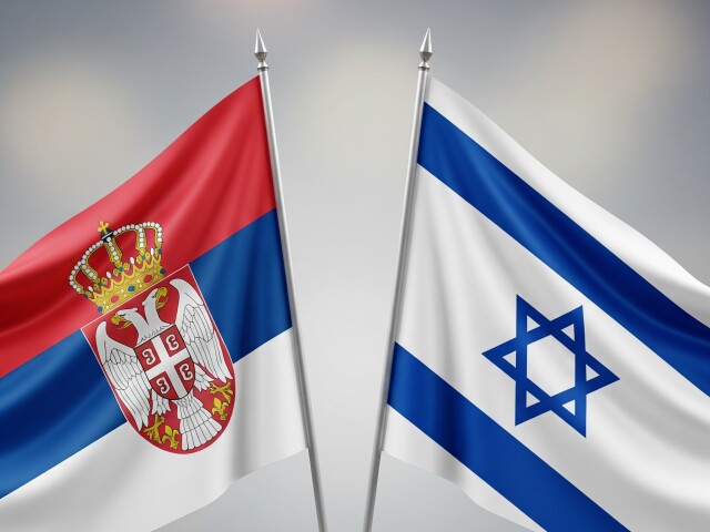 Srbská a izraelská vlajka - obrázok vytvorený AI