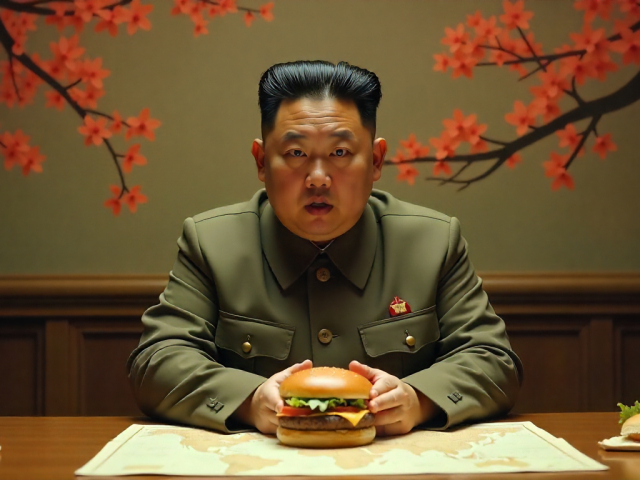 AI - Kim Čong-un, hamburger, KĽDR, Severná Kórea