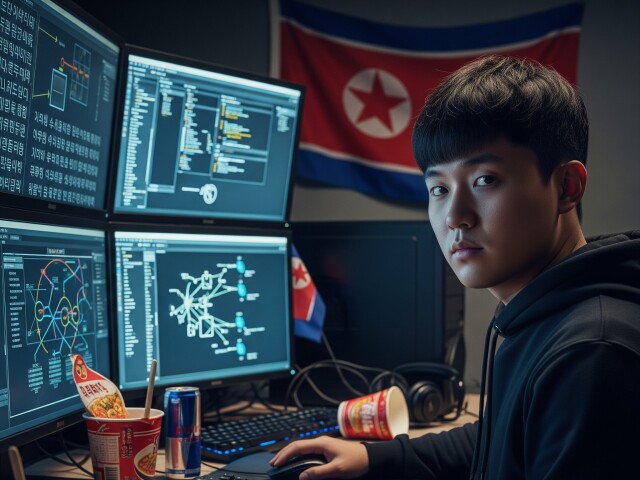 Severokórejský hacker - obrázok vytvorený AI