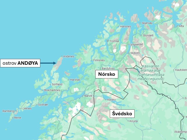 Ostrov Andøya na Vesterålskych ostrovoch (Nórsko)
