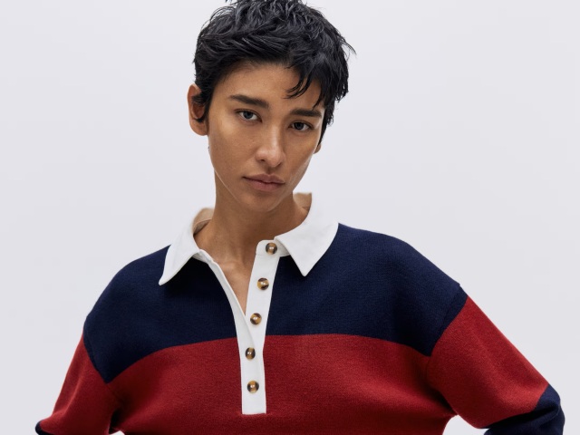 Dámske rugby tričko s dlhým rukávom H&M, predáva sa za 44,99 eura. 