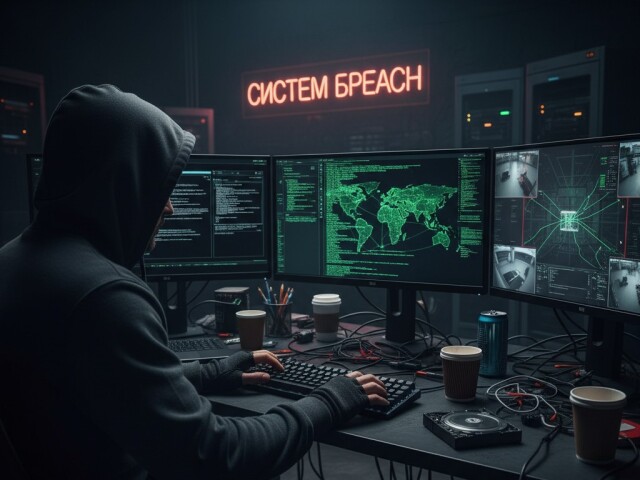 Hacker počas nekalej činnosti - obrázok vytvorený AI