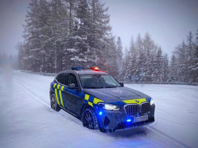 sneh, zima, polícia