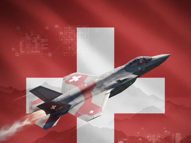 Švajčiarsko a F-35A - obrázok vytvorený AI