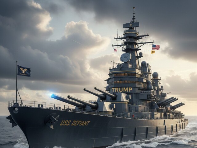USS Defiant triedy Trump - obrázok vytvorený AI