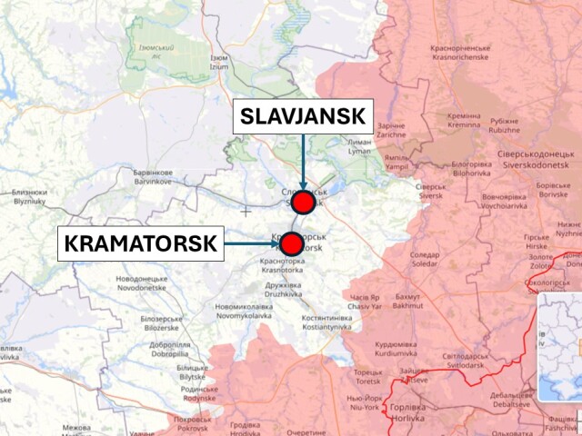 Kramatorsk a Slavjansk, Ukrajina 25. decembra 2025 podľa liveuamap