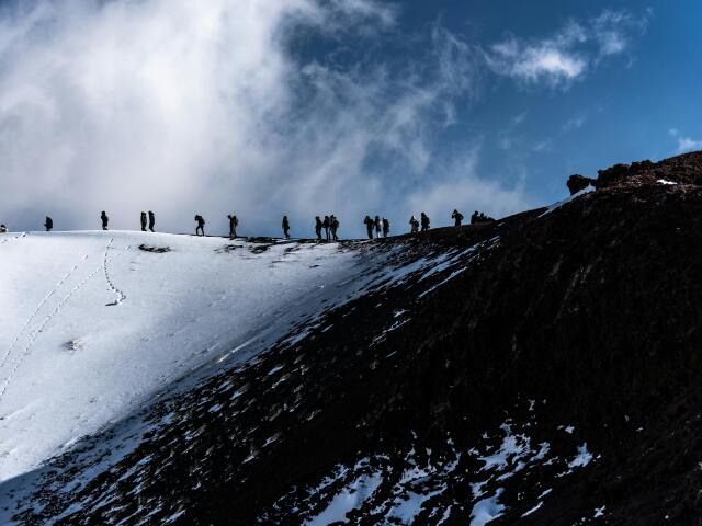 Etna, Sicília, zima, sneh
