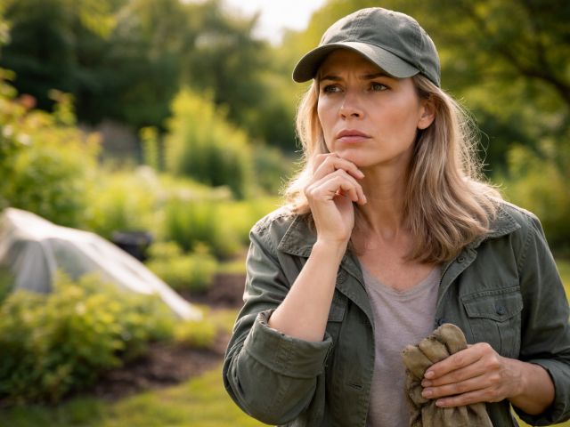 žena, záhrada, zamyslenie, NEPOUŽÍVAŤ