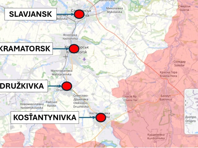 Kosťantynivka, Ukrajina 10. januára 2026 podľa liveuamap