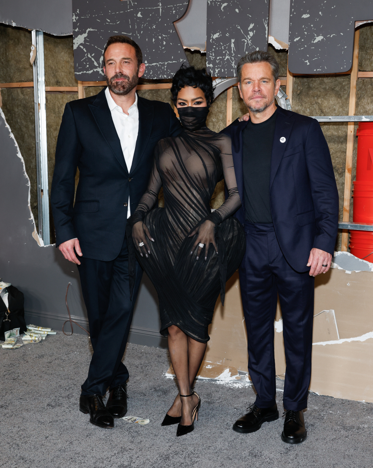 Ben Affleck, herečka Teyana Taylor a herec Matt Damon