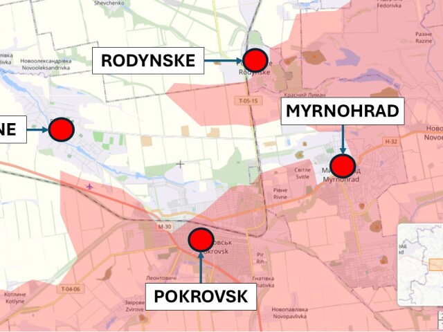 Pokrovsk, Ukrajina 20. januára 2026 podľa liveuamap