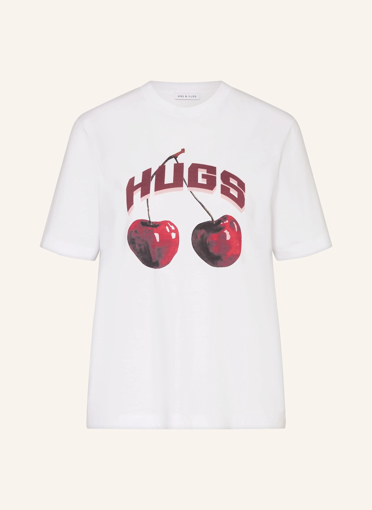 Dámske tričko s potlačou Mrs & Hugs, predáva sa za 29,99 eura. 