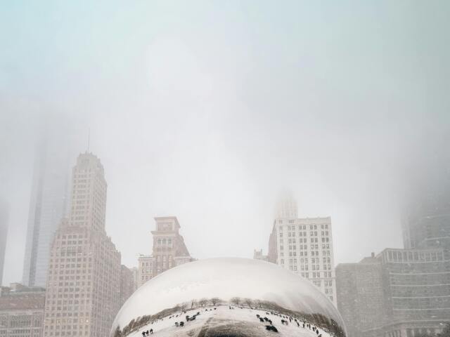 Chicago, USA, zima, mráz