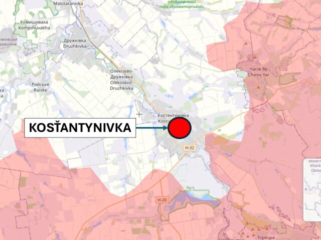 Kosťantynivka, Ukrajina 3. februára 2026 podľa liveuamap