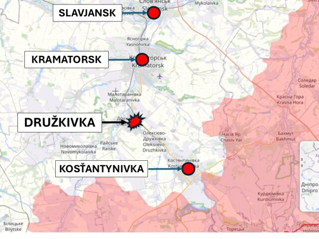 Družkivka, Ukrajina 4. februára 2026 podľa liveuamap