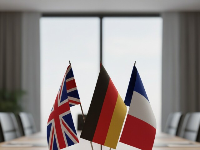 Vlajky GBR, DEU a FRA - obrázok vytvorený AI