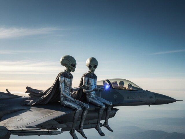 F-16 a ufóni - obrázok vytvorený AI
