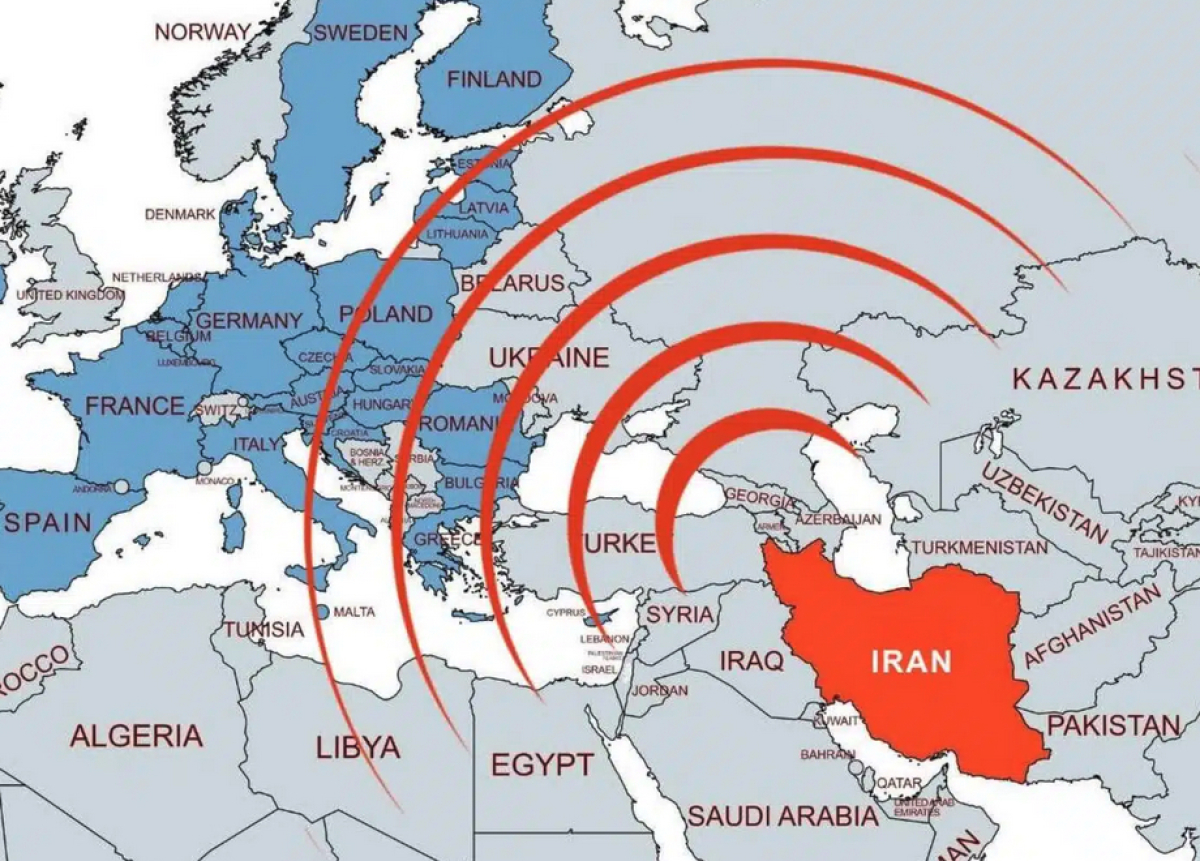 Irán, Izrael, mapa