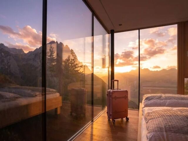 Alpy, hotel, výhľad, dolomitenhütte, adlerhorst