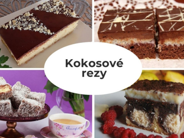 11x kokosové rezy. Pečené i nepečené, majstrovské kúsky, aj jednoduché z hrnčeka. A ani ježe nechýbajú  