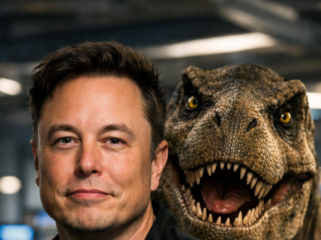 Elon Musk, dinosaurus, T-rex, Tyranosaurus