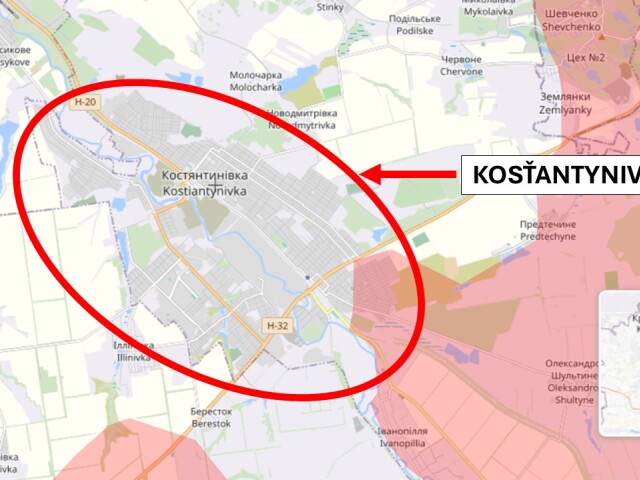 Kosťantynivka, Ukrajina 18. marca 2026 podľa liveuamap - podrobnejšíe