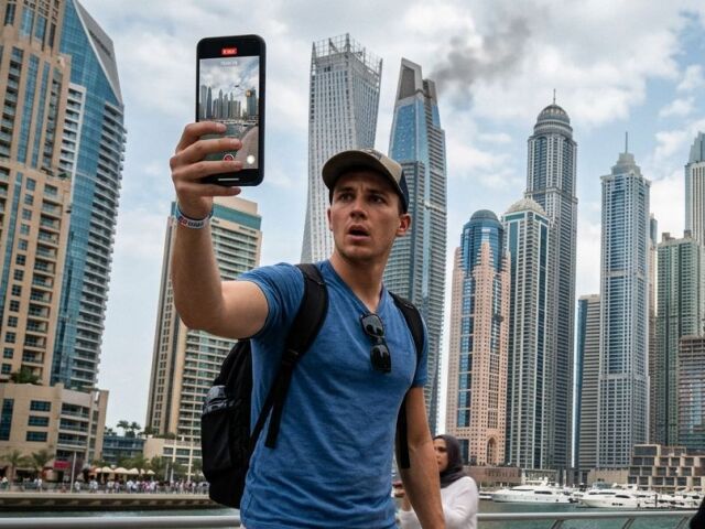 Dubaj, turista, mobil