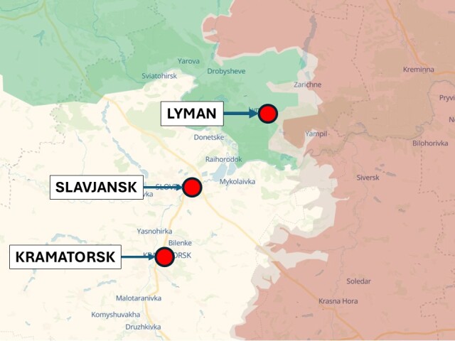 Lyman, Ukrajina 22. marca 2023 podľa DeepState