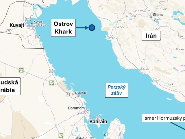 Ostrov Khark, Irán. Od pevniny je vzdialený približne 30 kilometrov.