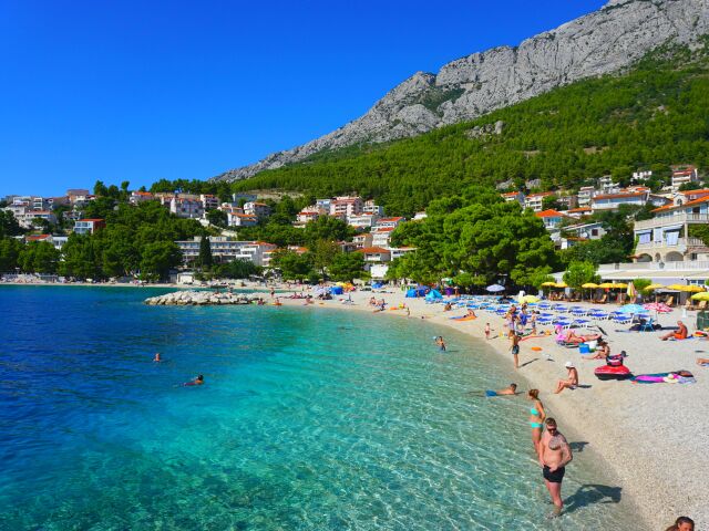 Baška Voda, Split-Dalmícia, Chorvátsko, pláž, dovolenka, cestovanie