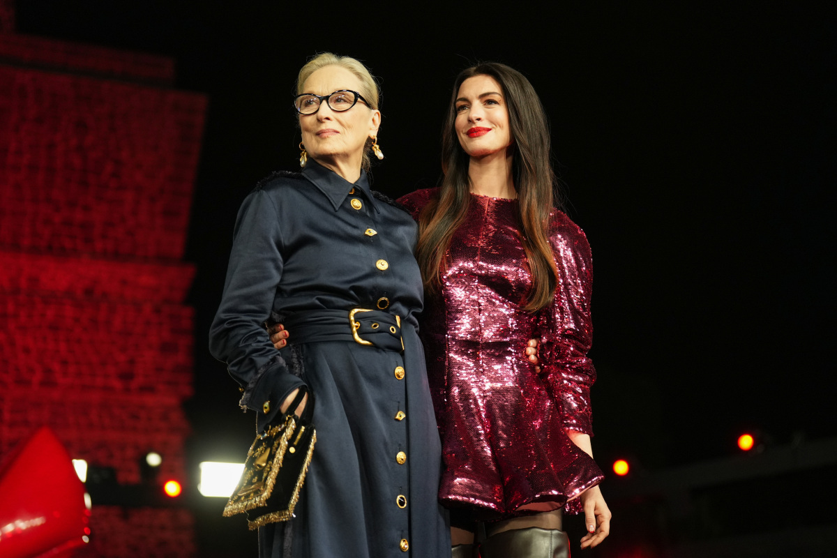 MEXICO CITY, MEXICO - MARCH 30: Anne Hathaway and Meryl Streep during the red carpet for the movie 'The Devil Wears Prada 2 at Anahuacalli Museum on March 30, 2026 in Mexico City, Mexico. (Photo by