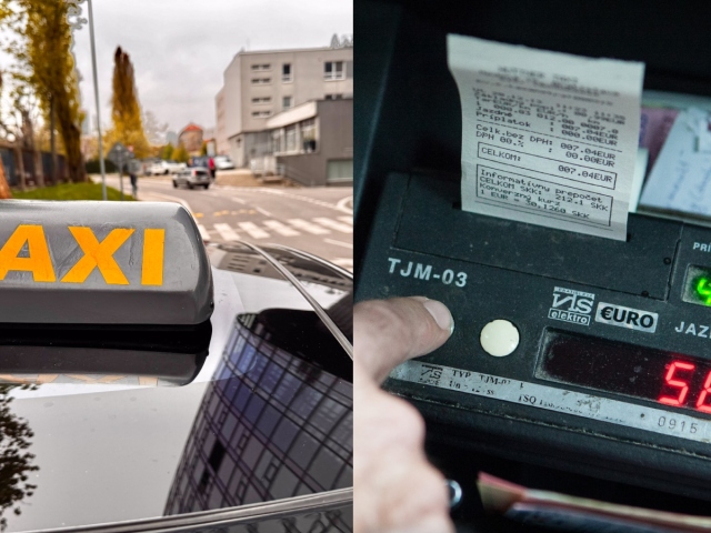 Koláž jazda taxíkom