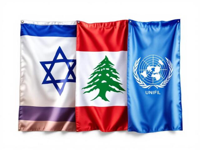 Vlajky Izraela, Libanonu a UNIFIL