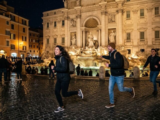 fontána di trevi, Rím, Taliansko, turisti