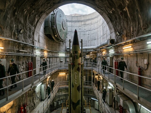 Iránske podzemné raketové silo - obrázok vytvorený AI