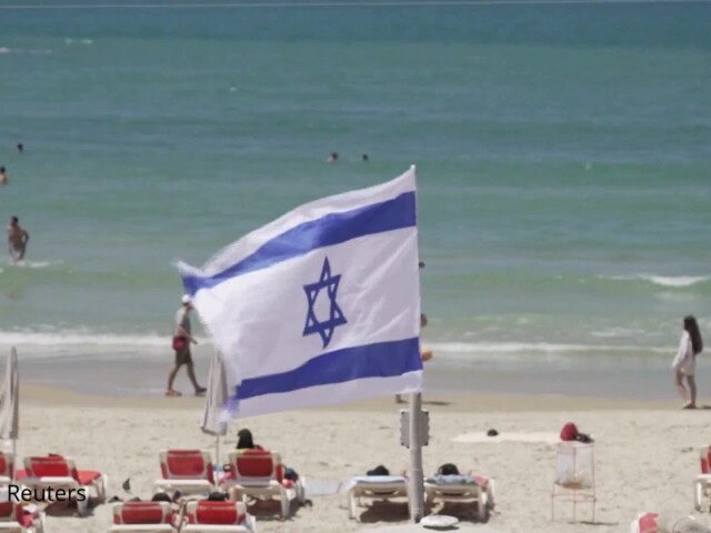 Izrael, Tel Aviv, pláž, vlajka