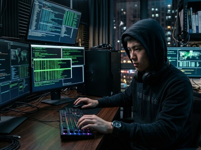 Čínsky hacker - obrázok vytvorený AI