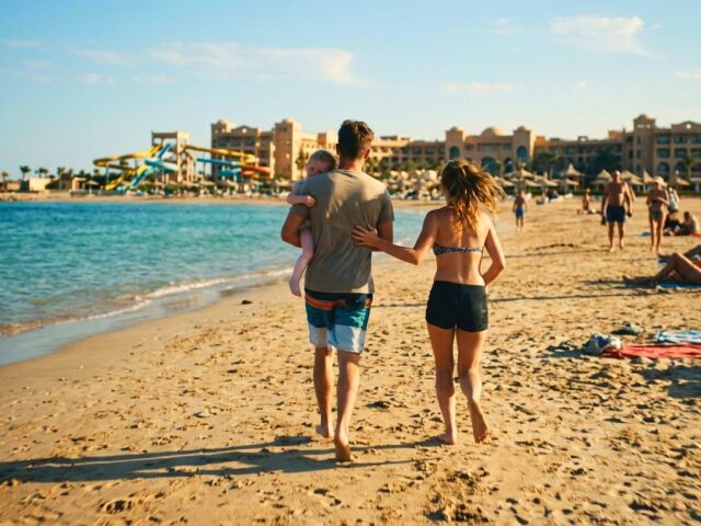 pláž, rodina, dovolenka, hotel, Egypt, cestovanie