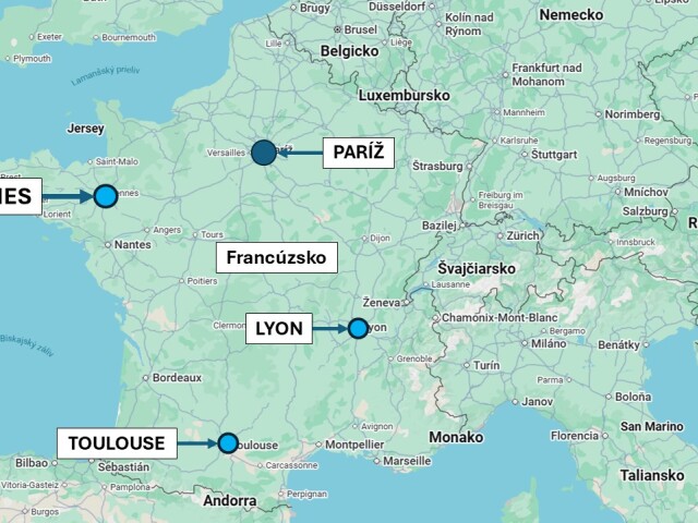 Centrá výnimočnosti NATO vo Francúzsku - Rennes, Toulouse, Lyon.