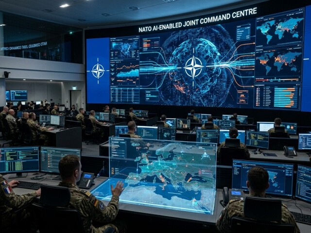 Veliteľské stanovište NATO s AI - obrázok vytvorený AI