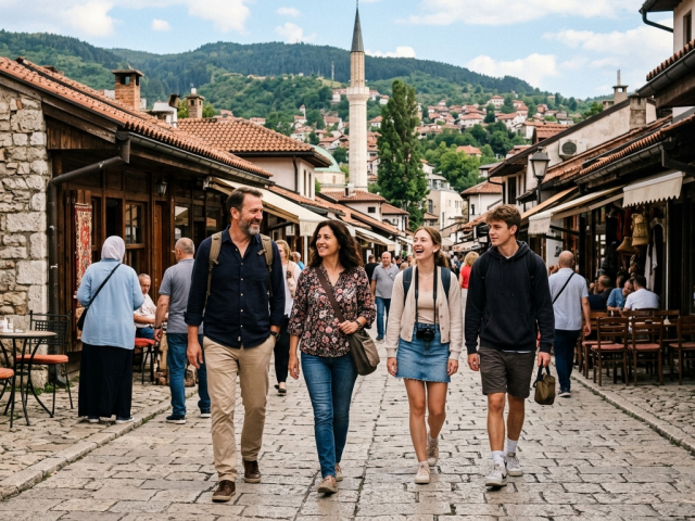 Sarajevo, Bosna a Hercegovia, turisti, cestovanie, dovolenka