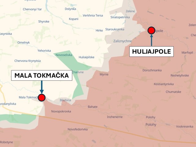 Mala Tokmačka a Huljajpole, Ukrajina 25. mája 2026 podľa DeepState