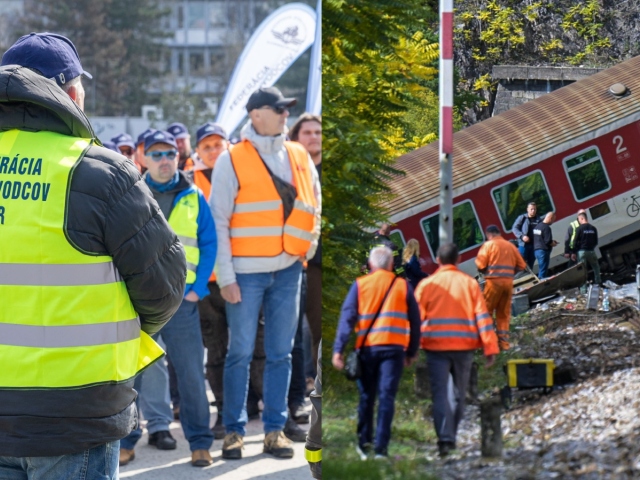 Koláž ku konfliktu železníc s rušňovodičmi