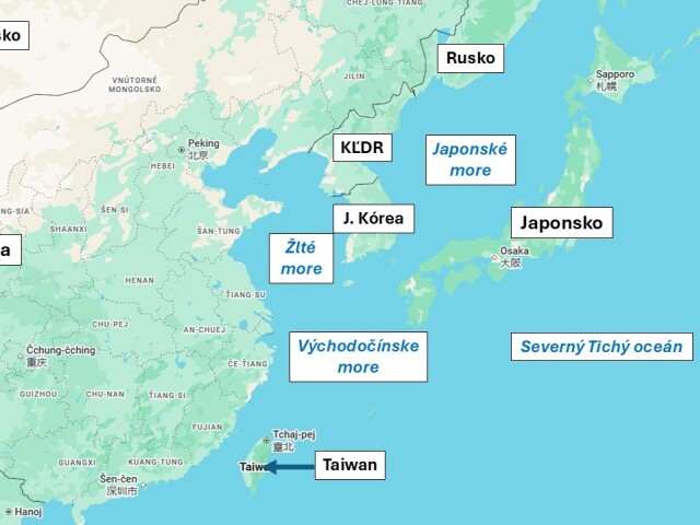 Poloha Japonska vo východnej Ázii