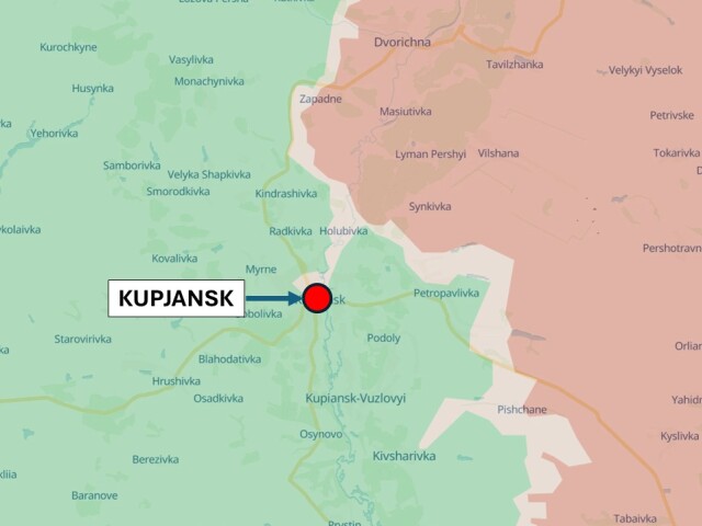 Kupjansk, Ukrajina 9. júna 2026 podľa DeepState