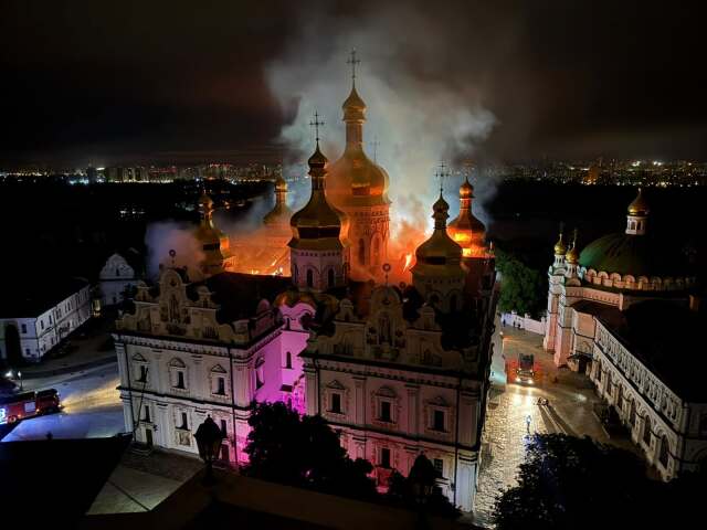 Kyjevsko-pečerská lavra - Uspenský chrám po ruskom útoku 15. júna 2026