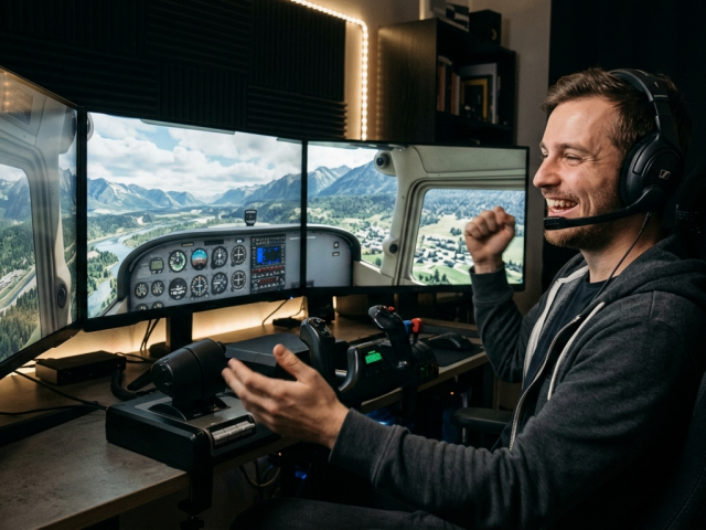 letový simulátor, pilot, počítač